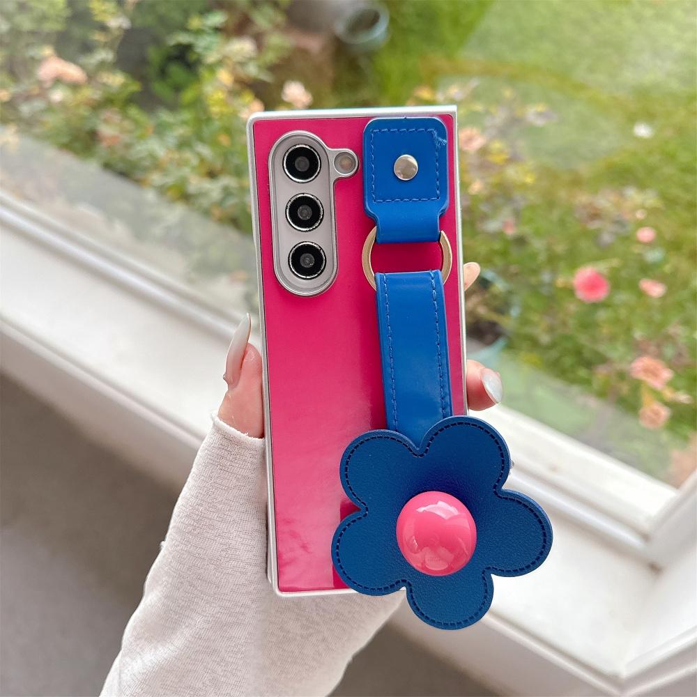 Мультяшный Цветочный Браслет Кожаный Чехол для Samsung Galaxy Z Fold 7 6 5 zfold 3 4 Контрастный Цветной Ремешок-Браслет Ударопрочный Защитный Чехол