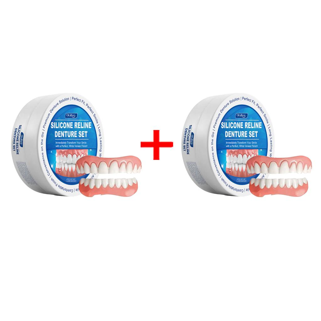 Soft Silicone Dentures Upper And Lower Dental Veneers Perfect Fit Oral Prevent Falling Off Boost Confidence False Teeth Full Set