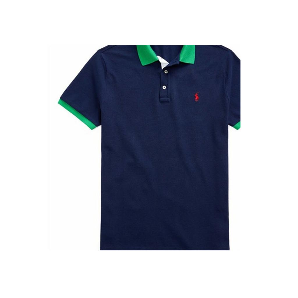 Polo Ralph Lauren Color Block Logo Вышитый хлопковый поло с коротким рукавом Мужская рубашка поло Синий 710823421-001