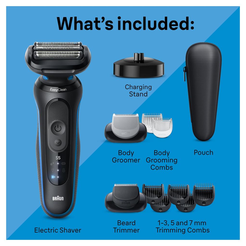 Braun Series 5 5150cs Мужская Электробритва Влажное и Сухое Бритье Сеточная Бритва Триммер для Бороды Стайлер для Тела Зарядная Станция Синий