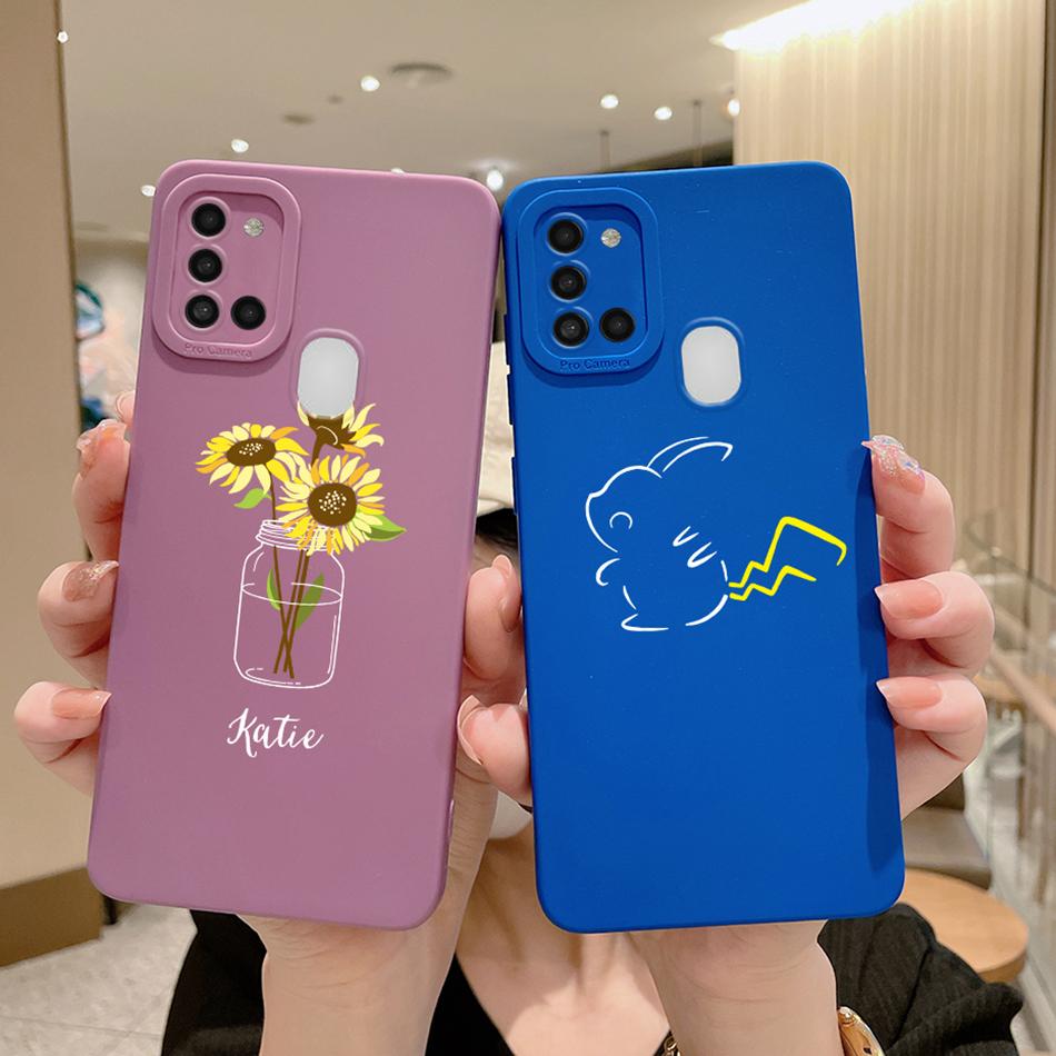 Чехол для Samsung Galaxy A21s Фиолетовый Лавандовый Цветок Защита Камеры Мягкий Чехол для Телефона Для Samsung A21s 6.5" SM-A217F A 21 s Чехол