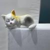 6 шт. Миниатюрные фигурки кошек, смоляные животные-украшения для настольной полки и монитора компьютера, дисплеи приборной панели автомобиля