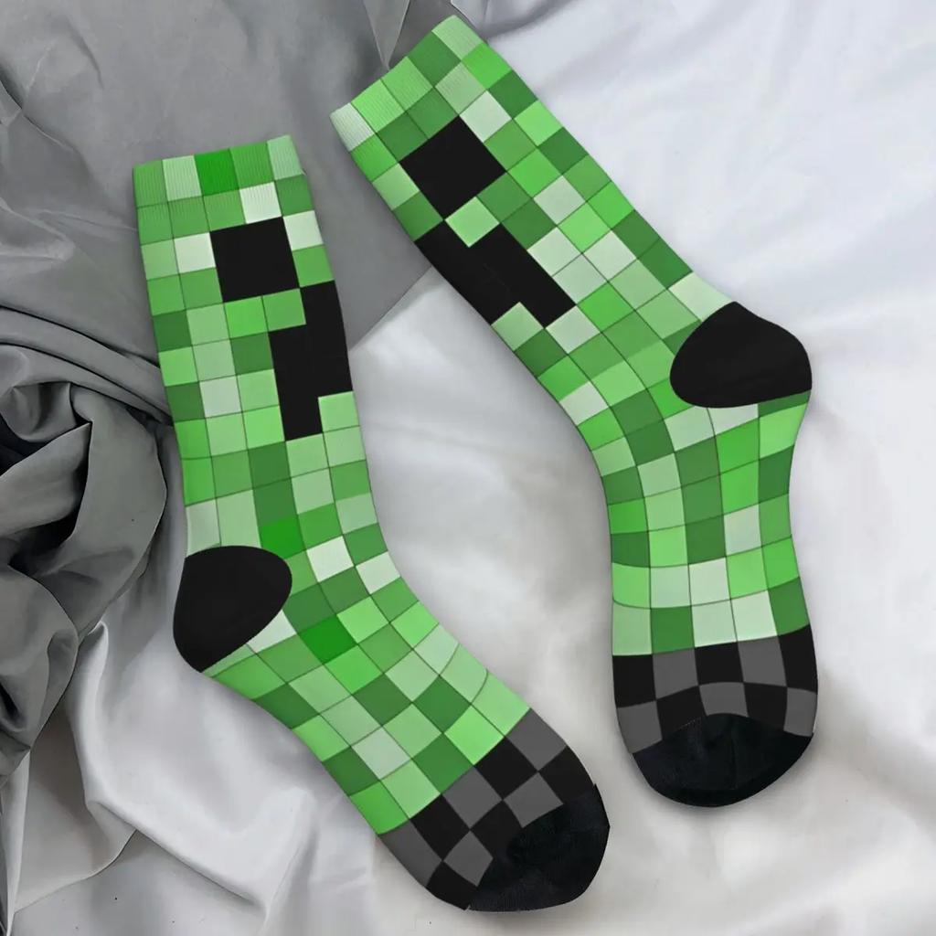 Чулки Creeper, парные зеленые камуфляжные носки, мягкие забавные носки для бега на осень, нескользящие носки на заказ, подарок на день рождения