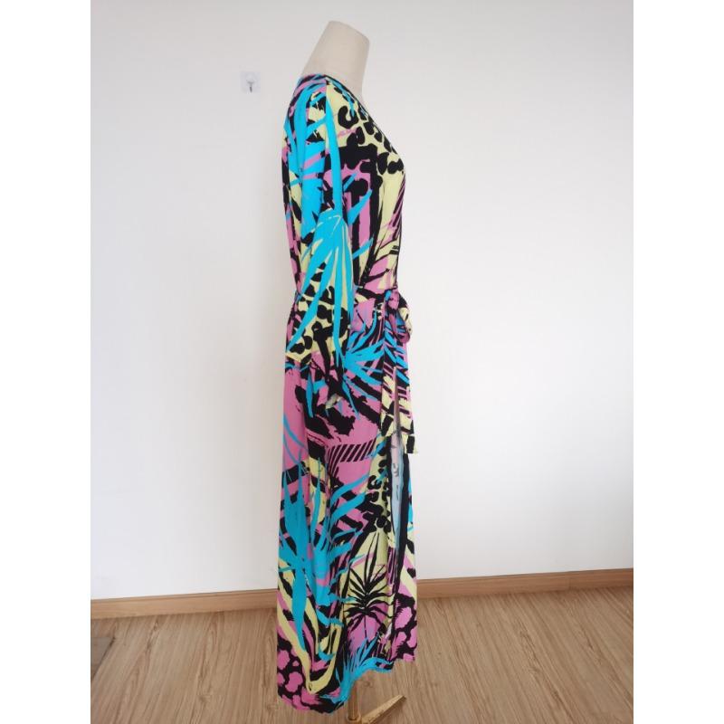 Плюс Размер Женский Пляжный Принт Кардиган Бикини Солнцезащитный Купальник С Накидкой