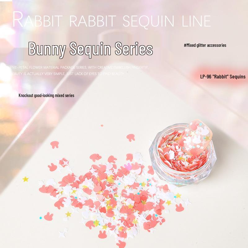 Nail Art Mixed Glitter Sequins: Rabbit, Heart, Starburst & Fairy Designs