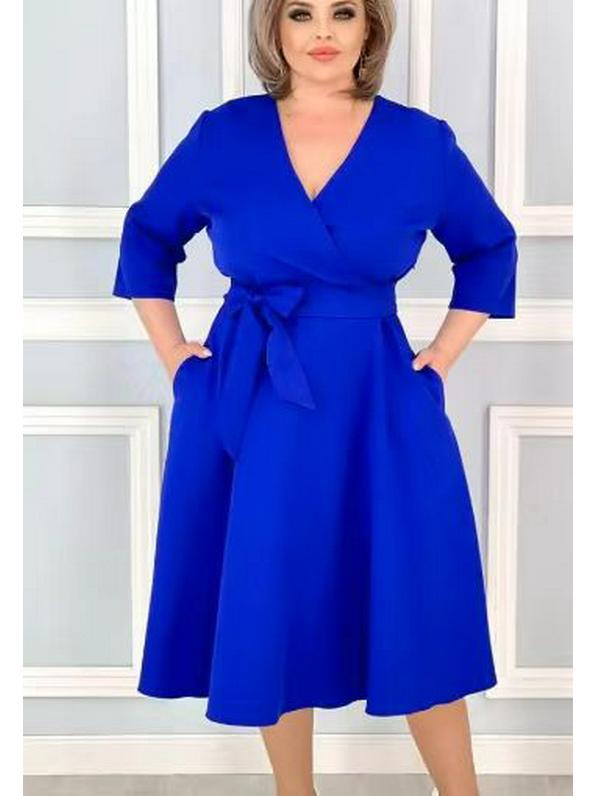 Модное европейское и американское платье А-силуэта с круглым вырезом 2025 - Элегантный стиль с длинным рукавом для женщин