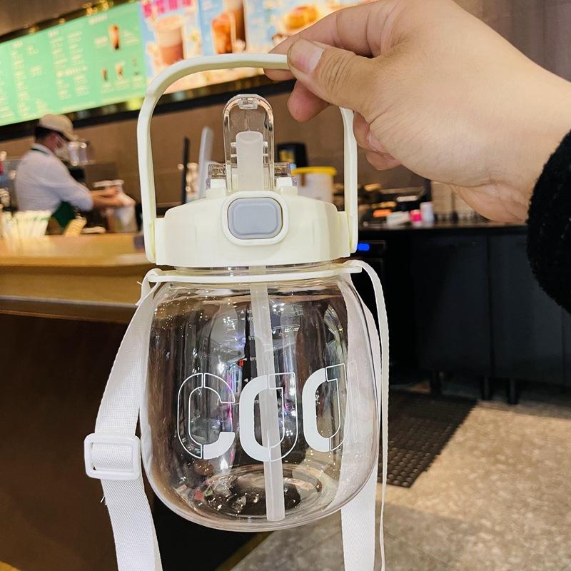 Двойной напиток 1100 мл Big Belly Cup портативная ручка ремень пластиковая трубочка чашка Big Belly Water Cup