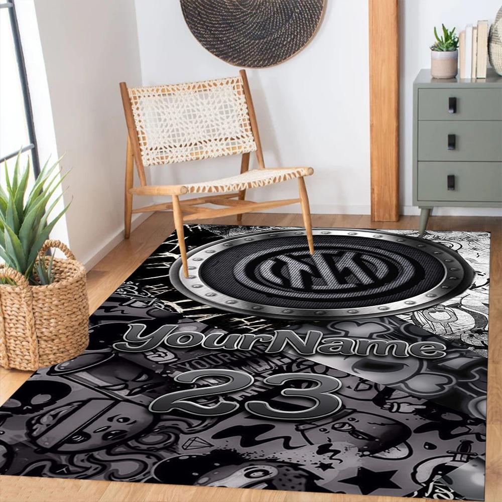 Inter Milan Personalized Name Area Rug Perfect for Entryway Foyer Outdoor Balcony Anti-slip Rug Anime Office Decor