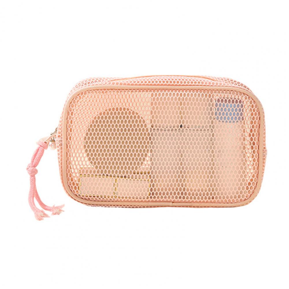 Makeup Pouch Mesh Cosmetic Bag Travel Makeup Organizer Breathable Zippered Toiletry Pouch with Lanyard Portable Storage Pouch