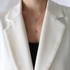 Non-Fading Minimalist Geometric Metal Teardrop Tassel Titanium Steel Necklace for Women (P332)