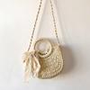 Handmade Half-Round Rattan Woven Straw Bag Summer Women Messenger Crossbody Bags Girls Small Beach Handbag