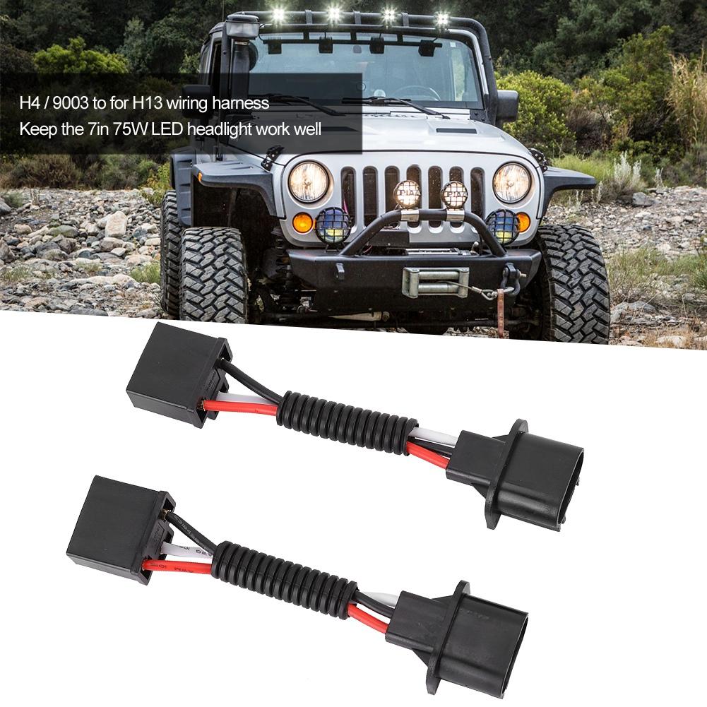 2pcs for H13 Male to H4 Female Adapter 75W Headlight Conversion Cable Fit for