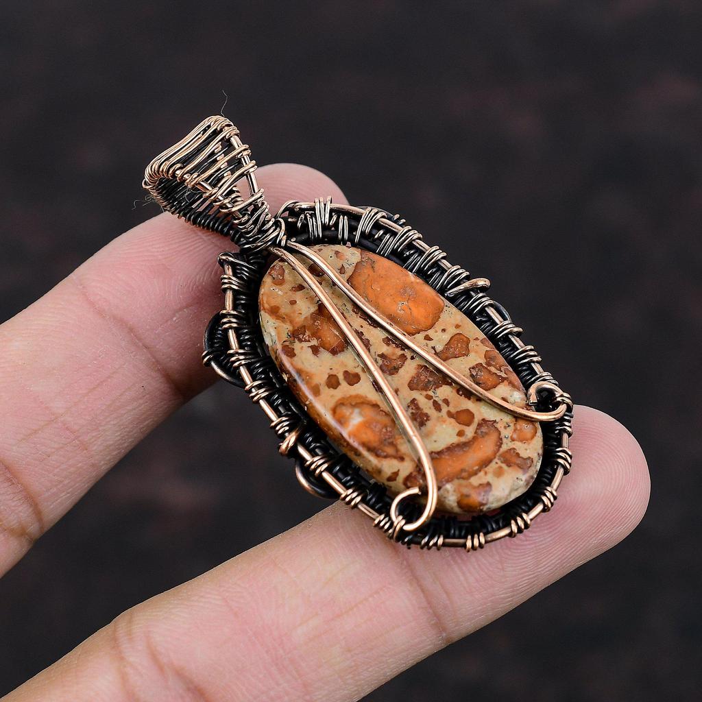 Asteroid Jasper Pendant Copper Wire Wrapped Pendant Handmade Pendant Asteroid Jasper Jewelry Gemstone Pendant Wire Wrap Jewelry Gift For Her