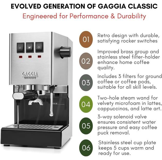 Coffee Machine Gaggia RI9481/11 New Classic Evo Stainless Steel