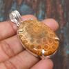 Beautiful Fossil Coral Gemstone Solid  925 Sterling Silver Handmade Pendant Jewelry