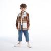 Детская клетчатая рубашка, весенне-осеннее пальто-рубашка с двумя карманами на груди
