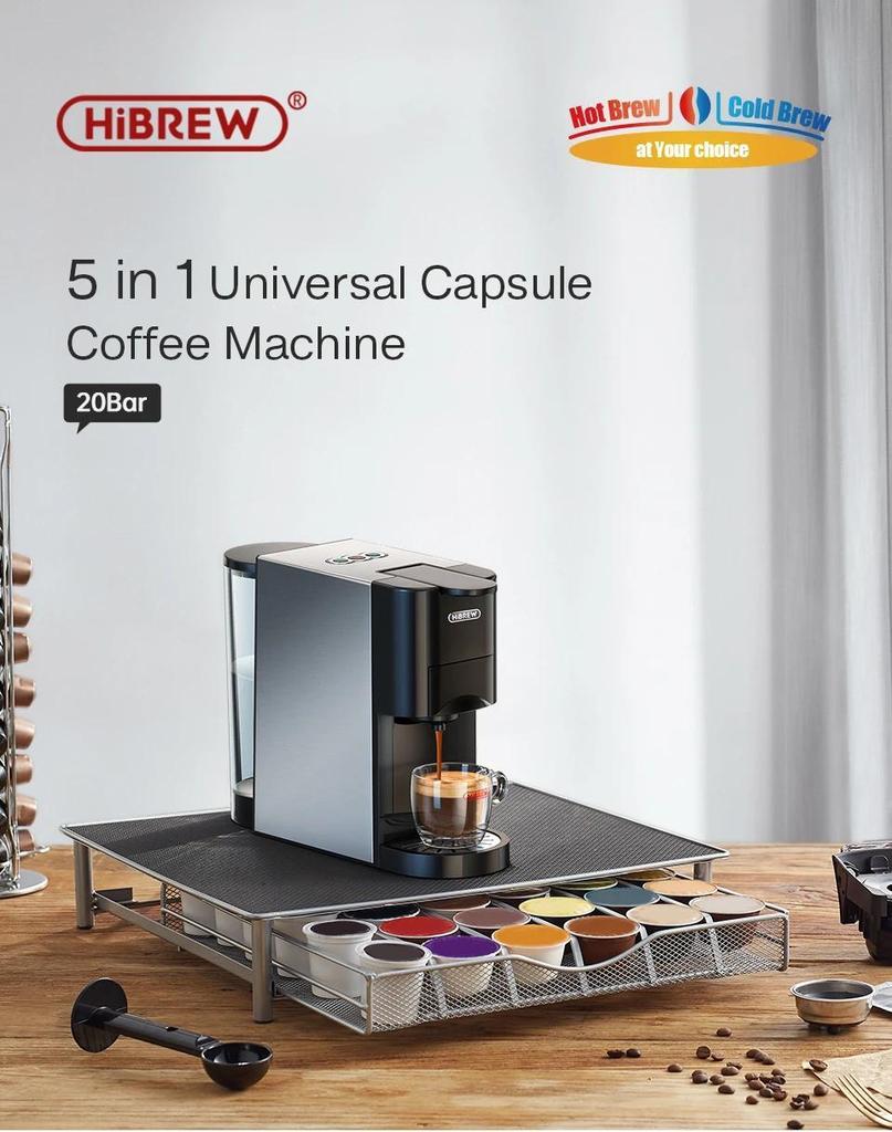 Coffee Machine 5in1 Multiple Capsule Espresso Dolce Milk&Nespresso&ESE Pod&Powder Coffee Maker Stainless Metal H3A