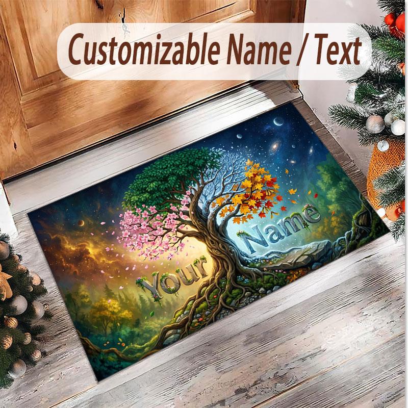 Music General Theme Soft Crystal Velvet Rug Custom Name & Text Print Non Slip Floor Rug for Bedroom Living Room
