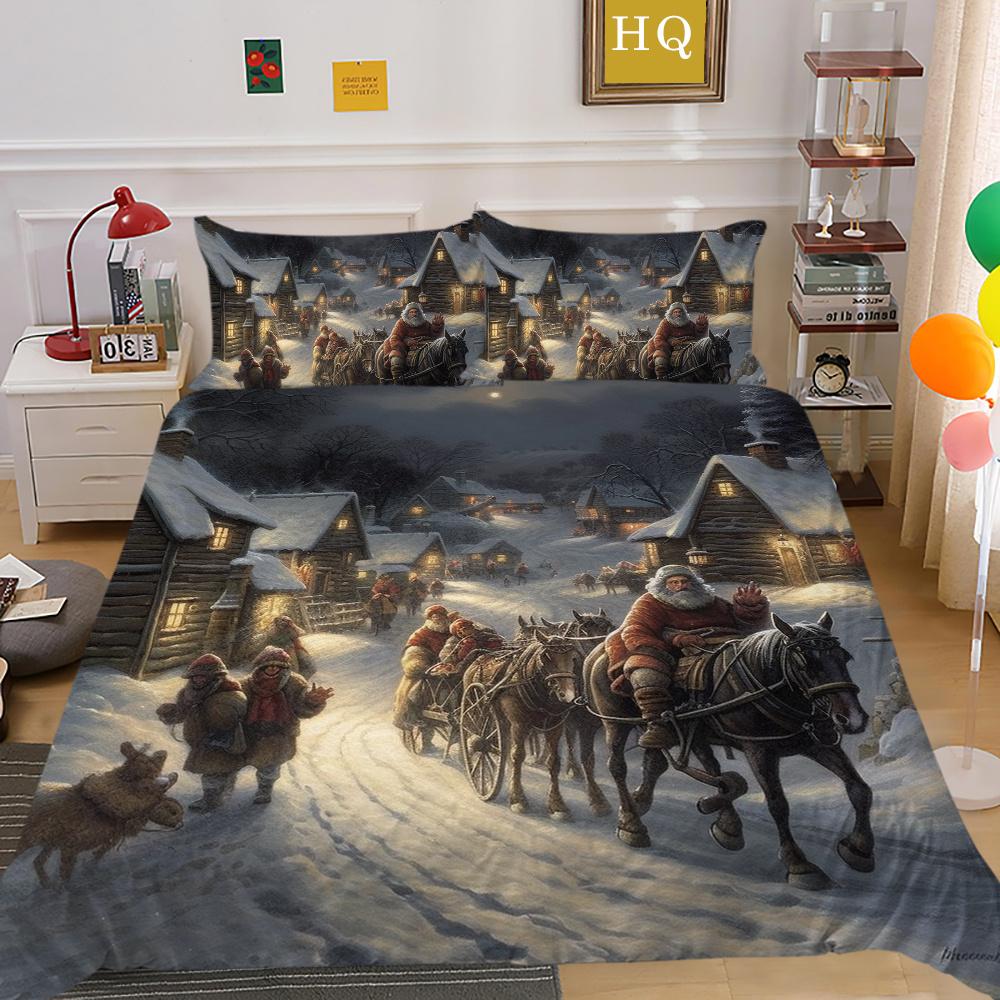 Christmas Printed Single Size Bed Set Cover Superior Highend Cartoon Design Children Teen Home Textiles