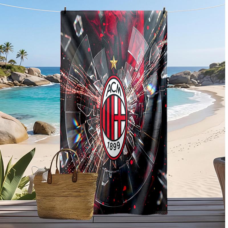 Пляжное полотенце с принтом AC Milan, быстросохнущее, мягкое, портативное, большое, прямоугольное, пляжное покрывало для путешествий, бассейна
