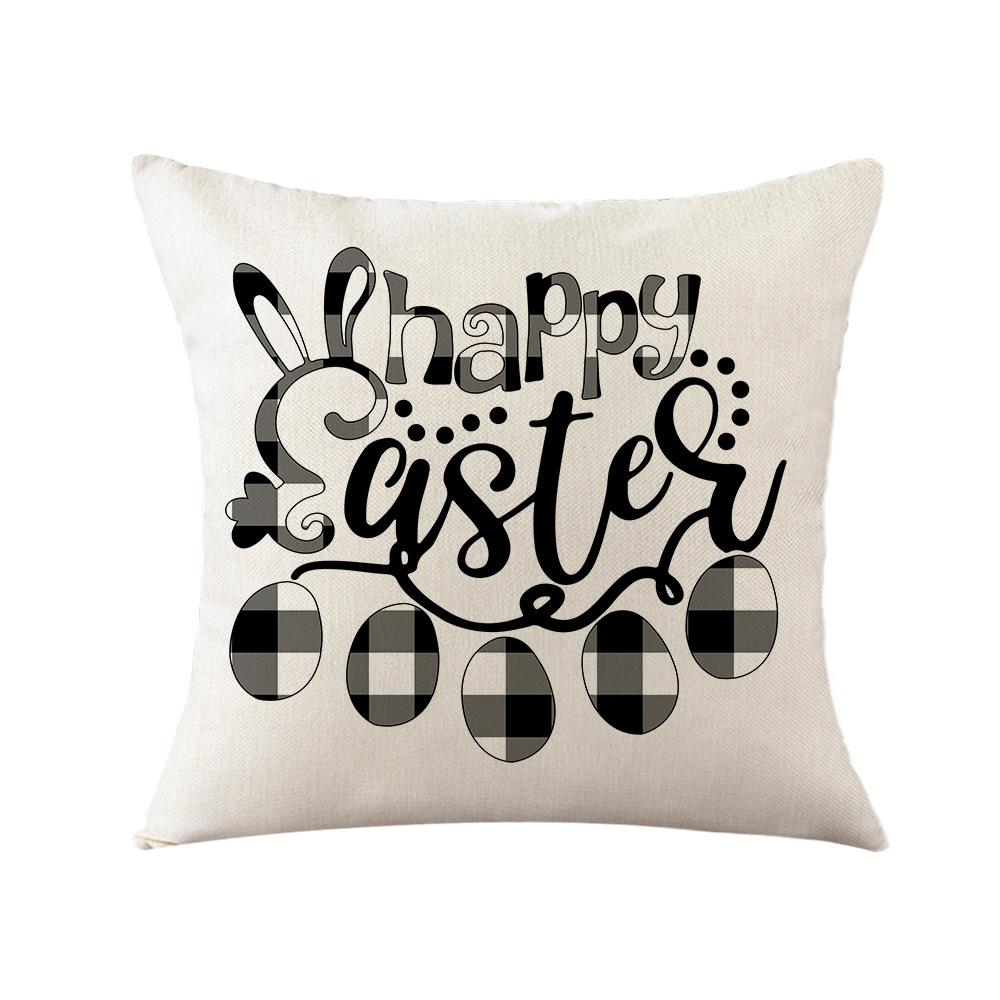 Simple Easter Pillow Cover Linen Printed Holiday Pillow Cartoon Car Pillow