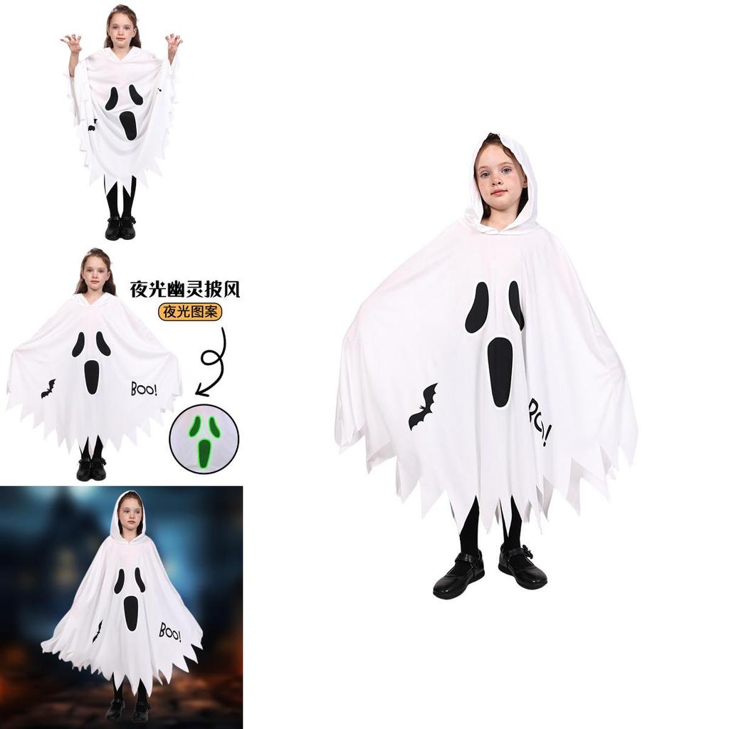 Детская Хэллоуинская Мантия Призрак Череп Со Свечением в Темноте Для Костюмированных Вечеринок И Сценических Выступлений