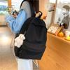 Canvas Backpack Women's Solid Color Schoolbag MIT