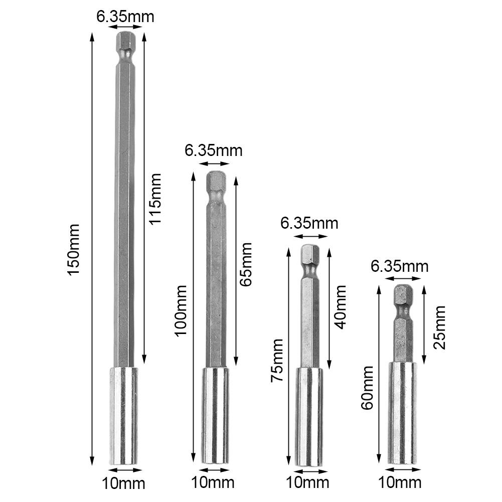 Magnetic Bit Holder Set 60/75/100/150mm Extension Rod 1/4" Hex Shank Set