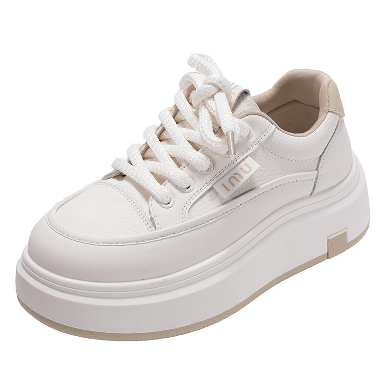 Студенческие белые туфли на платформе для женщин 2025 года, новые весенние и осенние модные универсальные легкие туфли для увеличения роста, спортивные туфли для сноуборда