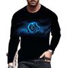 Autumn Daily Fresh Red Rose 3D Digital Printing Tees Casual O Neck Long Sleeve Men's T-shirt