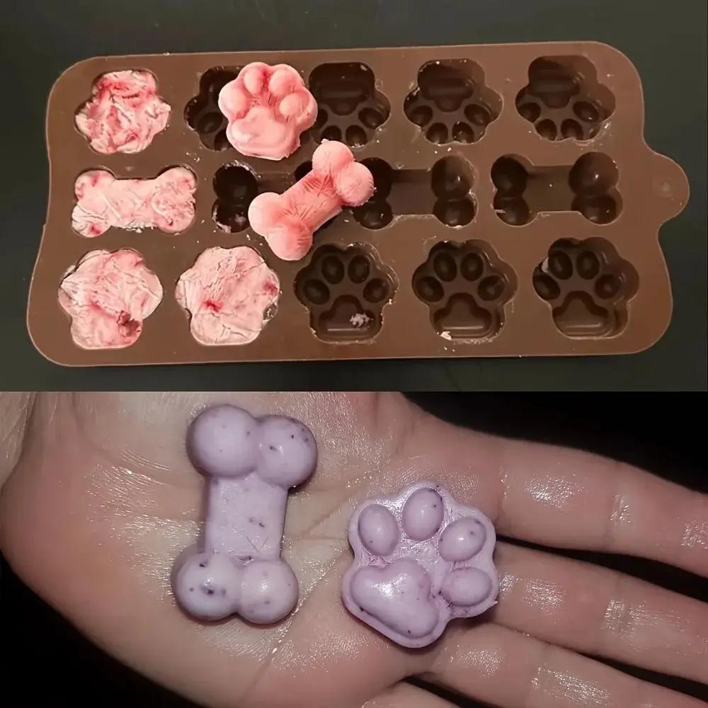 Силиконовая форма для шоколада Костяшка Собаки Лапка Кошки DIY Инструмент для выпечки тортов 14 ячеек Термостойкость -40~ 230°C Форма для пудинга и желе