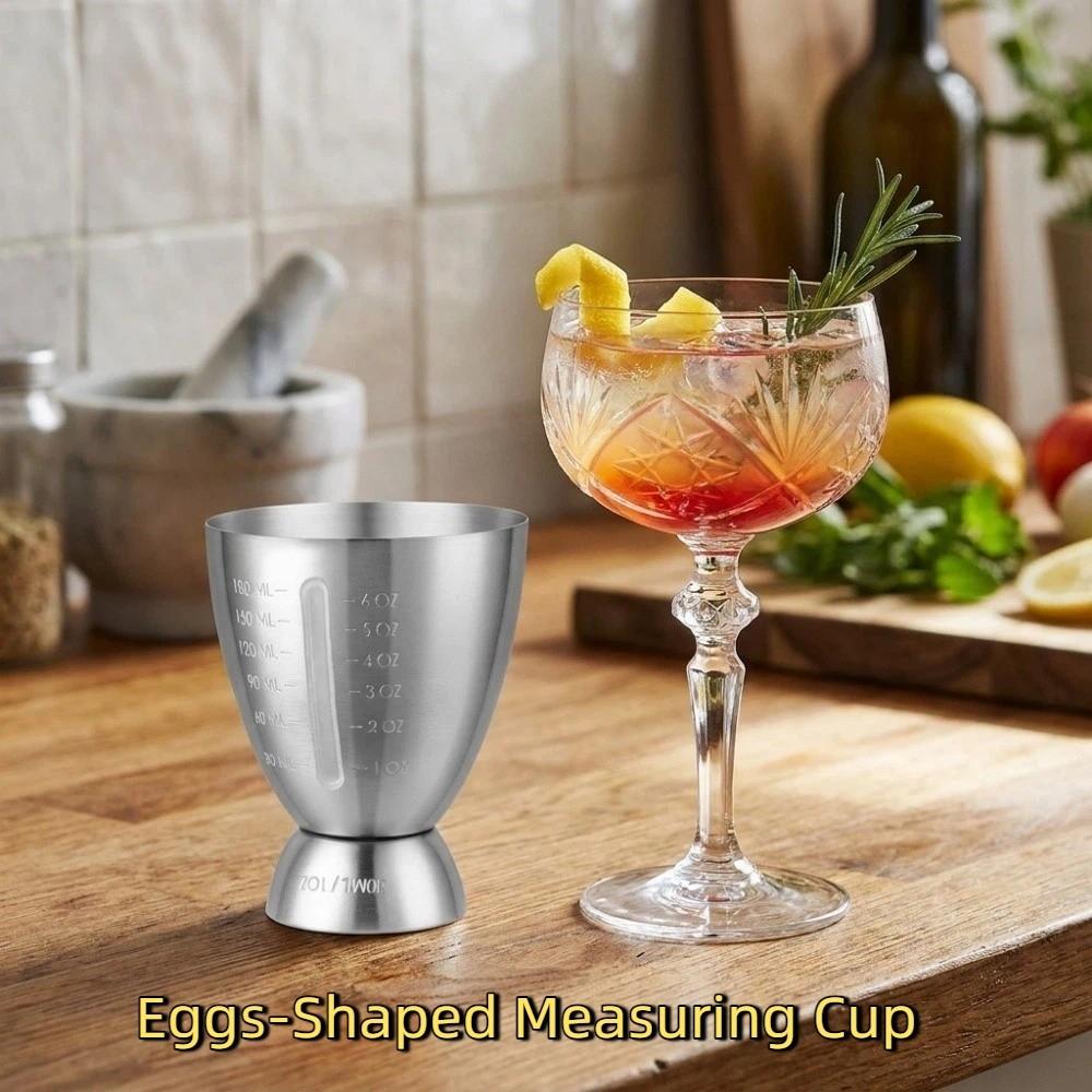 Stainless Steel Egg Form Measuring Cup Rustproof Drink Spirit Jigger Simple Cocktail Cup Baking