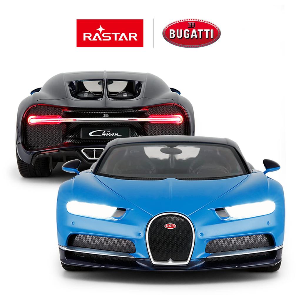 RASTAR 114 Scale Bugatti Chiron RC Model Car with LED Lights, Blue, 32.415.68.9 Cm