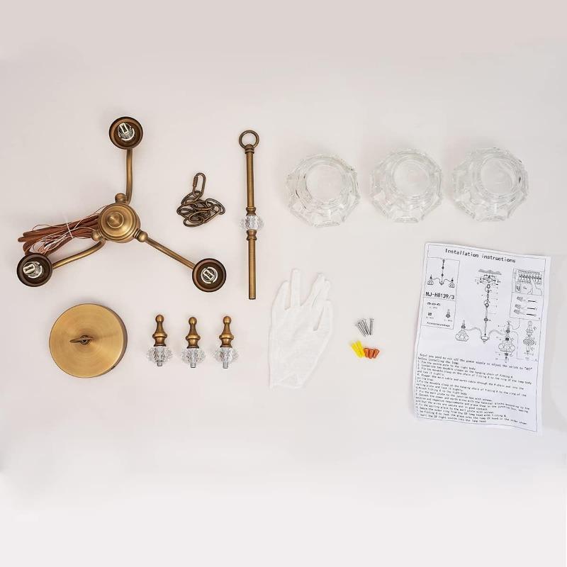 Винтажная люстра из золотого стекла с матовой матовой отделкой из античной бронзы