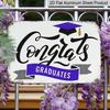 2D Flat, 1pc Graduation Cap Metal Wall Sign - Vintage Class of Diploma Decor with Black & Golden Cap & Greek Letters, Durable Aluminium Graduation