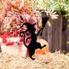 1Pc Iron Black Cat Garden Decoration Ground Plug, Halloween Garden Pile, Halloween Cat Logo, Dancing Cat Garden Decoration, Halloween Outdoor Decorat
