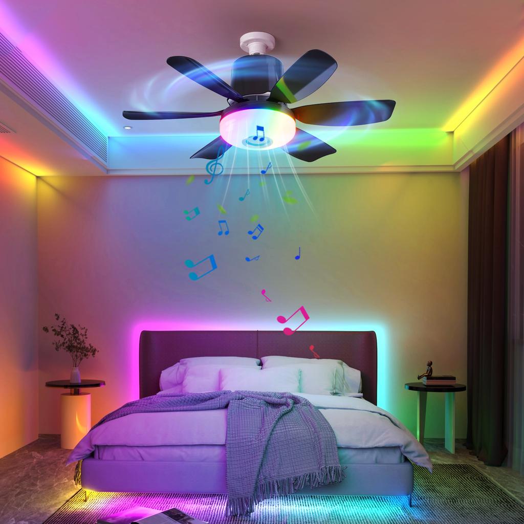 Patent RGB Phantom Rhythm Shading Regulation Decorative Modern Remote Control Bldc Best Music Smart Home Lights LED Ceiling Fans