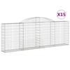 Vidaxl Kosze Gabionowe, 15 Szt, 300X30X100/120Cm, Galwanizowane Żelazo