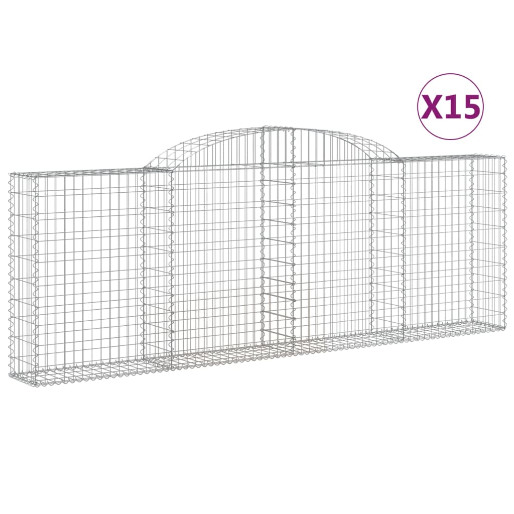 Vidaxl Kosze Gabionowe, 15 Szt, 300X30X100/120Cm, Galwanizowane Żelazo
