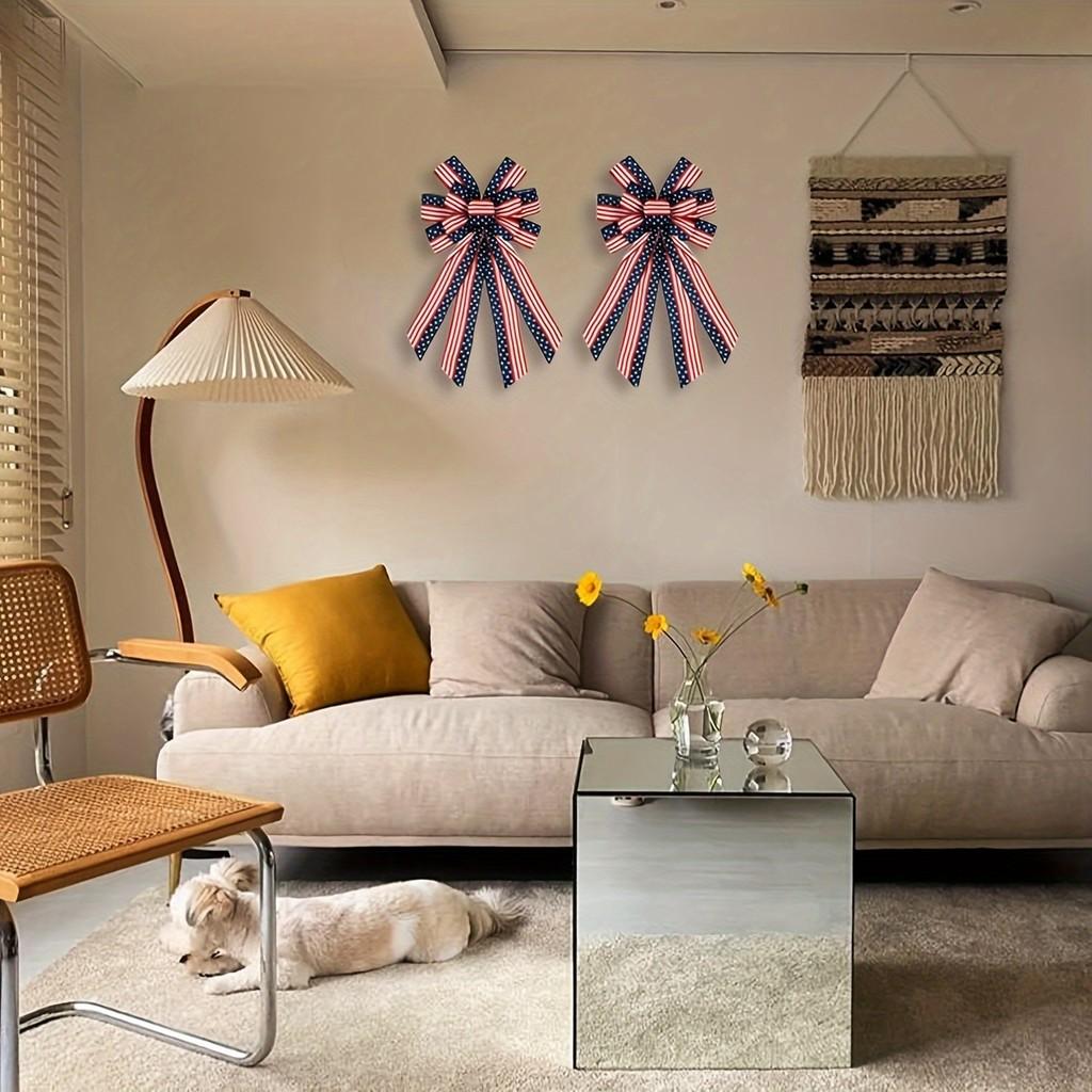 Элегантный патриотический бант из ленты с флагом ко Дню независимости США для украшения помещений и улицы на праздники и торжества