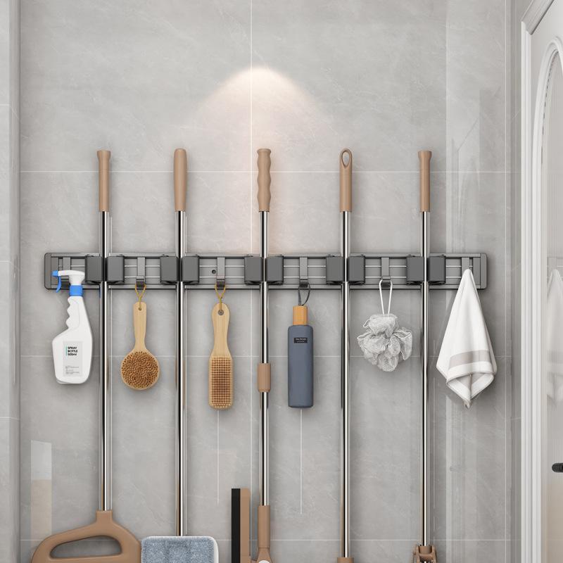 Держатель для швабры, крючки, инструменты для ванной комнаты, стеллаж для хранения, практичный зажим, органайзеры с крючками, компактные слоты для вешалок, держатель для швабры