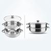 28cm 2-Layer Steamer Stainless Steel Kitchen Boiling Soup Steaming Pot with Lid