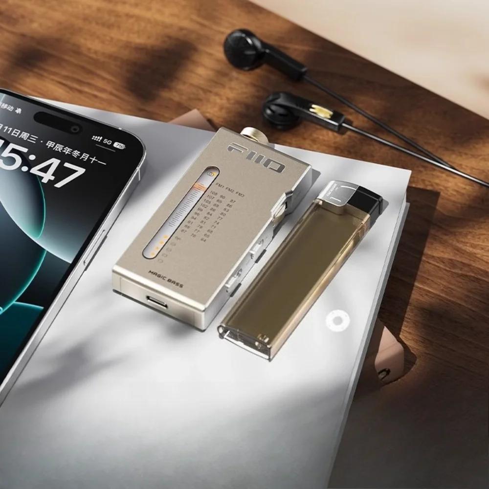 Fiio RR11 Portable Mini Stereo Radio BASS+3D Sound 13mm Ultra-Thin Aluminum Alloy Body FM/Earphone Dual-mode Retro Radio Custom