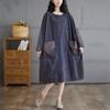 Plus Size 2024 Autumn Women New Denim Dress Cotton Casual Vintage Loose Oversized Dress Long Sleeve Basic