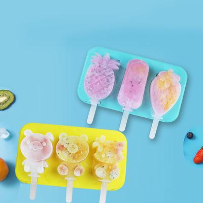 Силиконовая форма для мороженого с 3 ячейками, многоразовый лоток для кубиков льда, форма для эскимо с палочкой
