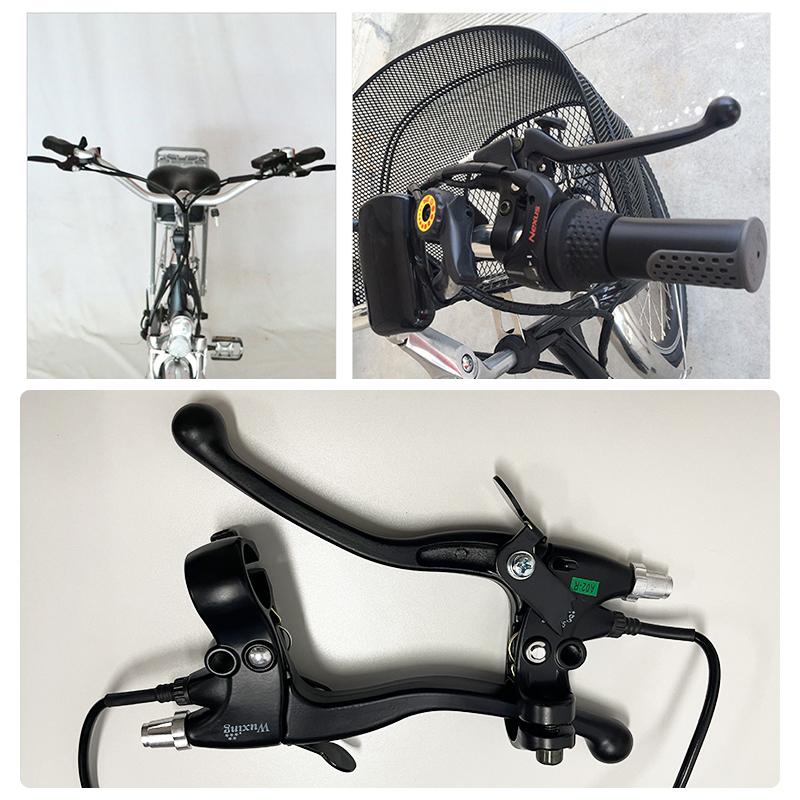 Black Brake Lever 212.5cm Wire Length E-Bike Brake Handles Prevent Slope Sliding Ebike Conversion Part with Parking Function