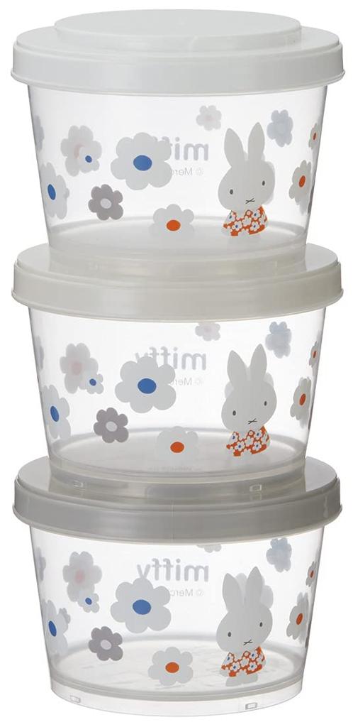 Skater Контейнеры для хранения Side Miffy Сделано в Японии SIJ3-A, 3 шт., 240 мл, Посуда, Монохромный,
