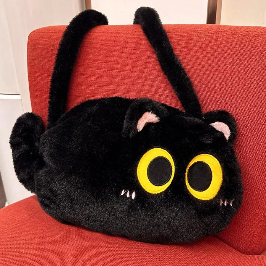 Мягкий плюшевый рюкзак с изображением кота Kawaii Black Cat Plusie Toy Doll Женская модная сумка через плечо Сумки на плечо для детей Школьная сумка для детей Подарок