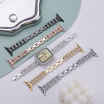 Алмазный ремешок подходит для Apple Watch 40/44/38/45/41/49/42 мм металлический браслет iWatch серия se 7 6 3 5 Ultra 2 8 9