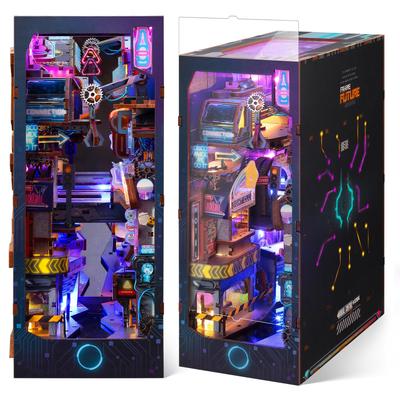 FUNPOLA Booknook Kit Booknook Деревянный пазл DIY Миниатюрный кукольный домик со светодиодной подсветкой Держатель для книжной полки Подставки для книг Дисплей Набор для творчества для начинающих и